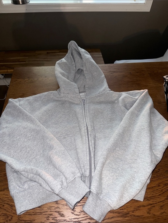Aritzia Tops - Aritzia Gray Zip-Up Hooded Sweatshirt